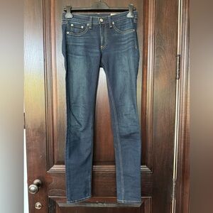 Rag & Bone Blue Skinny Jeans with Faded Details, Size 27